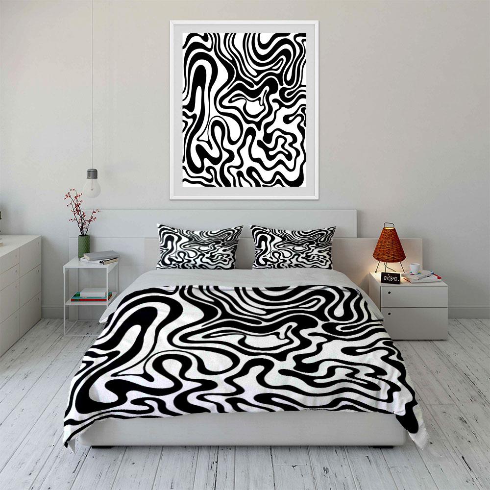 Abstract Black White Pattern Decor Multiple Sizes Kid'S And Adults' Bedroom Exquisite 3Pc Bedding Set, Gift