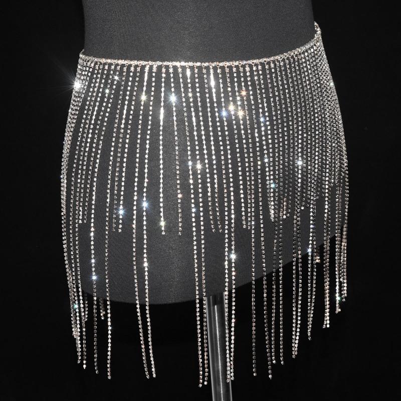 Waist Chain Body Chainsexy Shiny Tassel Rhinestone Skirt Belly Dance Body Chain