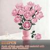 Romantic Rose Flower Building Blocks Set Pink Roses Flowers Toys for Adults, Plant Desk Decoration Bricks Gifts for Girls 684PCS