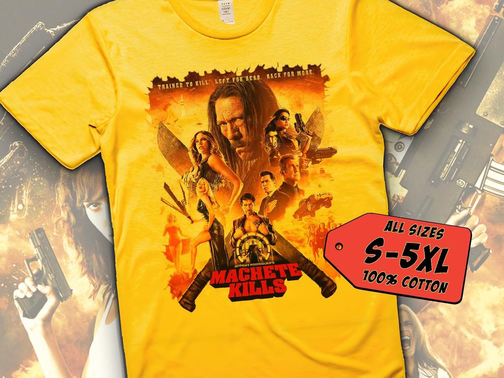 Machete Kills V13 T-Shirt Vintage YELLOW T-Shirt DTG Digital Print Sizes S M L XL 2XL 3XL 4XL 5XL