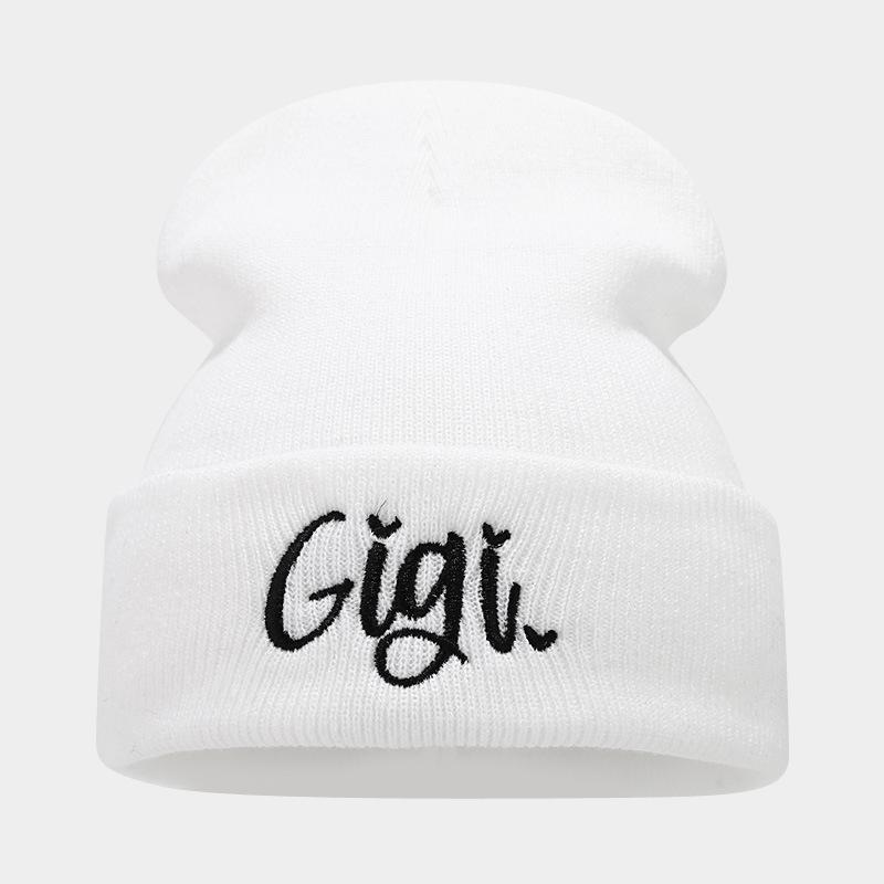 Autumn and winter men's and women's wool hats New casual versatile Gigi embroidered knitted hats Outdoor warm windproof cold hats