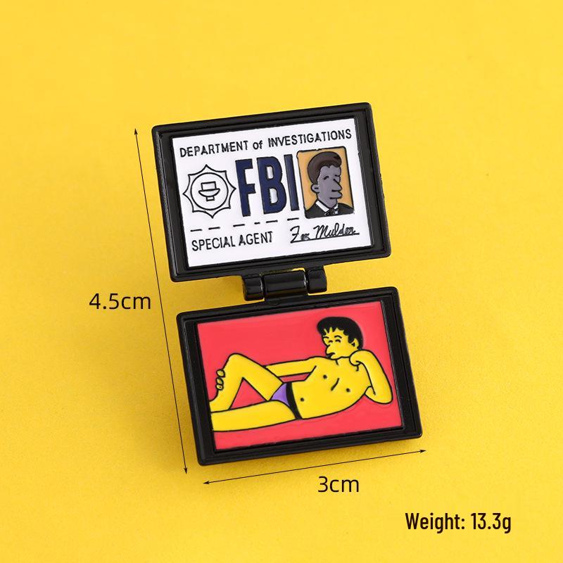 Broche Badge d'Identité FBI à Rabat Simpson – Épingle Amusante et Tendance pour Vêtements