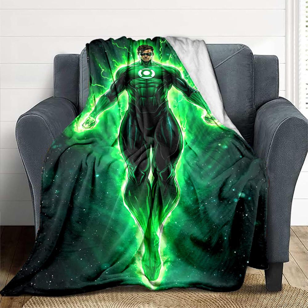 1pc Green Lantern Flannel Throw Blanket Soft, Warm & Cozy for Couch, Bed, Office, and Travel Versatile All Season Gift, Christmas Present
