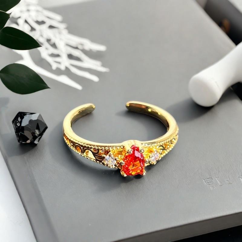 Yes, I Touched The Imitation Red Corundum Zir*****Pen Ring, Light Luxury, High-End Sense, Niche Ring Woman.