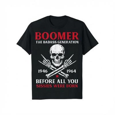 Boomer Badass Generation Rock Roll Schädel Lustiger Spruch Herren T-Shirt