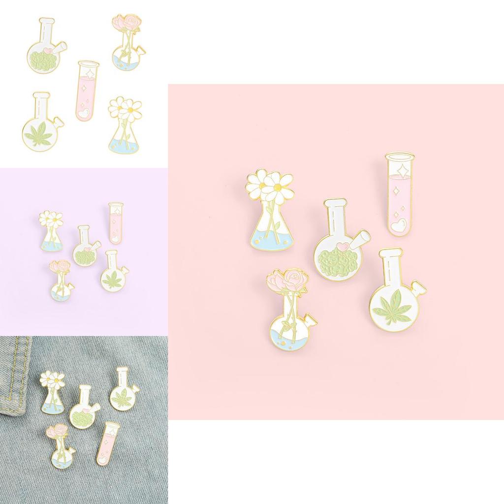 Unique Cartoon Creative Floral Vase Brooch Daisy Rose Alloy Unisex Decorative Pin