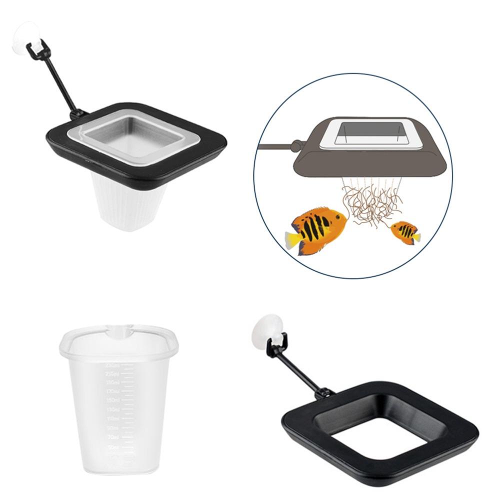 Molded Polymer Suspended Feeding Cup Suction Mount Fish Tank Feeding Cup Thawing Preparation
