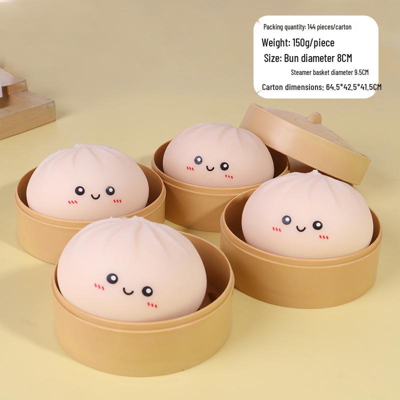 Colorful Emoji Baozi Stress Relief Toy - Cute Squeeze Steamer Basket for Decompression