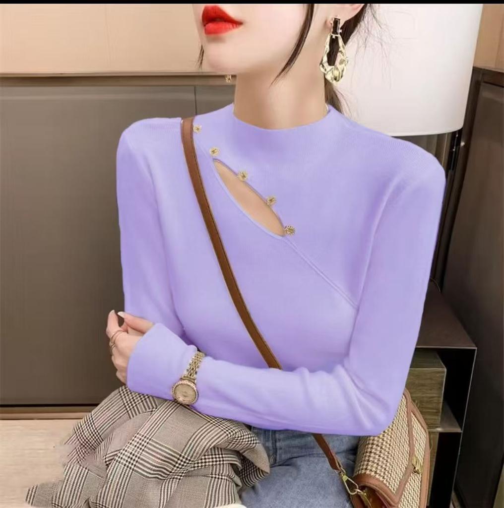 Women's Half High Neck Sweater Autumn and Winter Western Korean Style Sweater Inner Knit Sweater