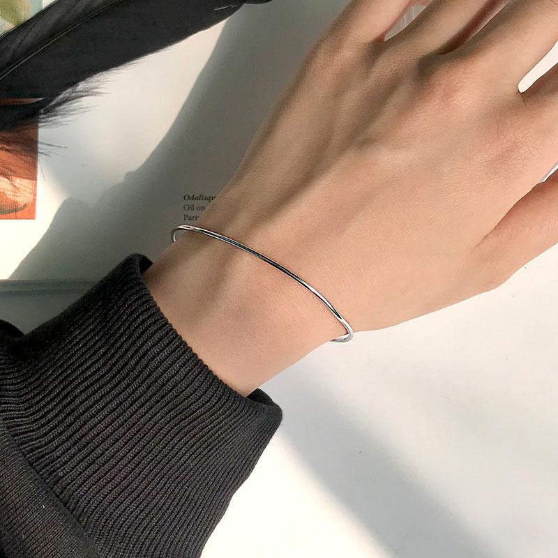 Brățară Trendy Rotundă din Argint 925 pentru Bărbați Femei Design Simplu pentru Cadou de Ziua de Naștere pentru Prietenă Accesorii Bijuterii la Modă