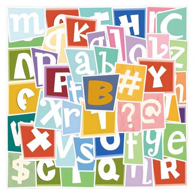 55 Englische Buchstaben Graffiti Aufkleber Dekorative Roller Notizbuch DIY Cartoon Aufkleber