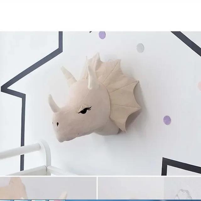 

Stuffed Animal Plush Toy Dinosaur Elephant Deer Animal Head Wall Hanging Mount Decor Princess Doll for Kids Girls Nursery Room