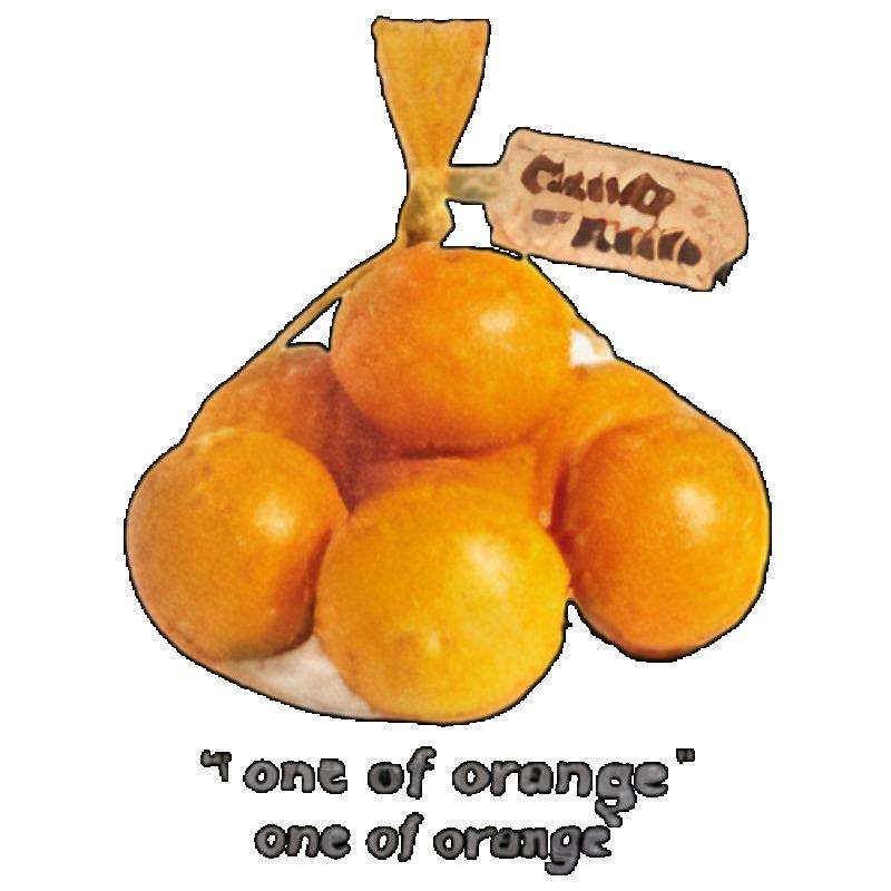 Oversized T Shirt Black Orange Fruit Print With Candy House Text And One Of Orange Quote Casual Everyday Wear