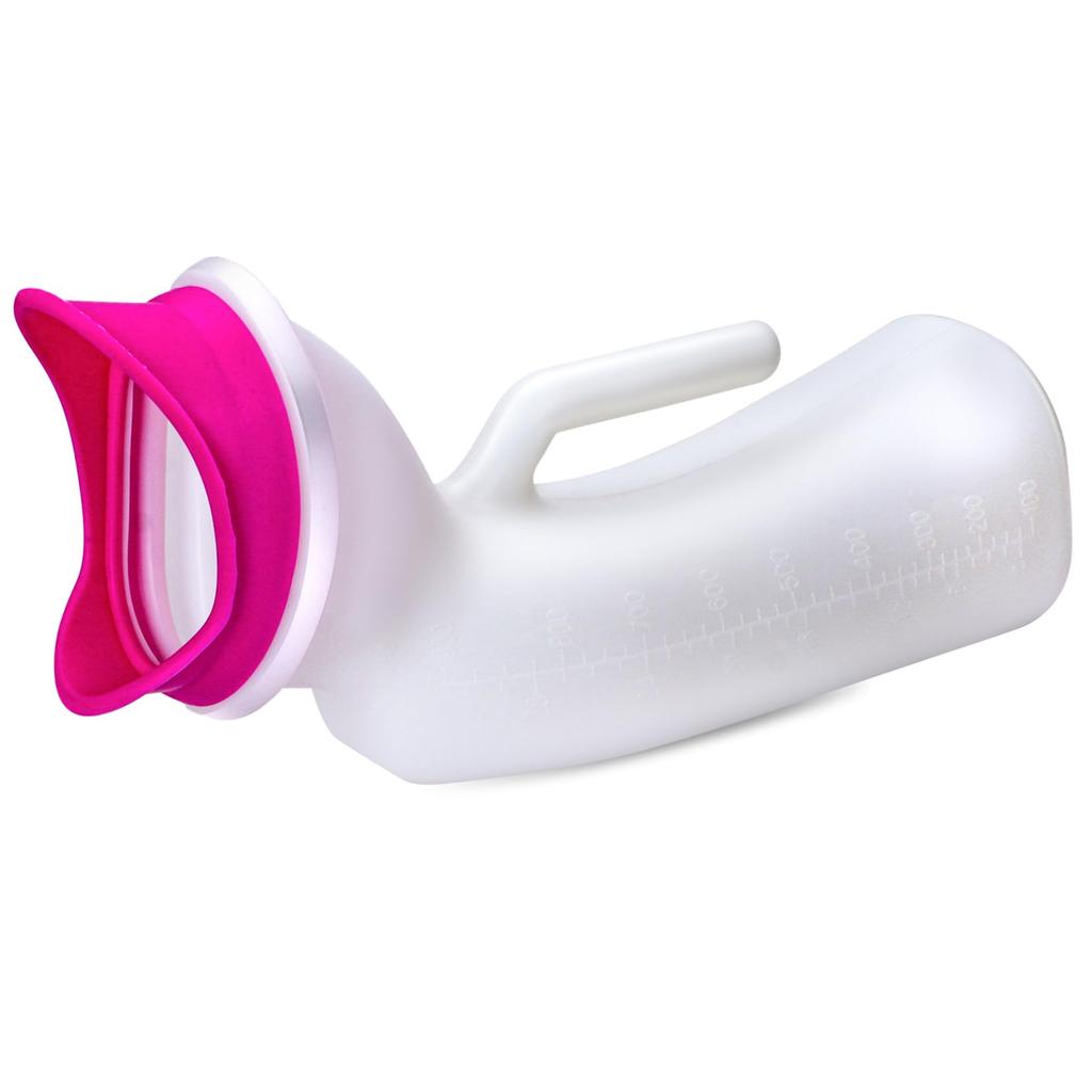 Portable Female Urinal 1000ml Capacity Leak Proof Bedridden Urine Collector with Anti-Scratch Soft Silicone Mouth for Elderly Children