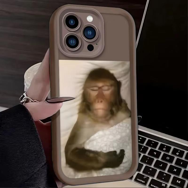 Funny Sleeping Monkey Lovely Phone Case For iPhone 16 15 14 13 12 11 Pro Max XS Max XR 7 8 Plus Shockproof Silicone Back Cover