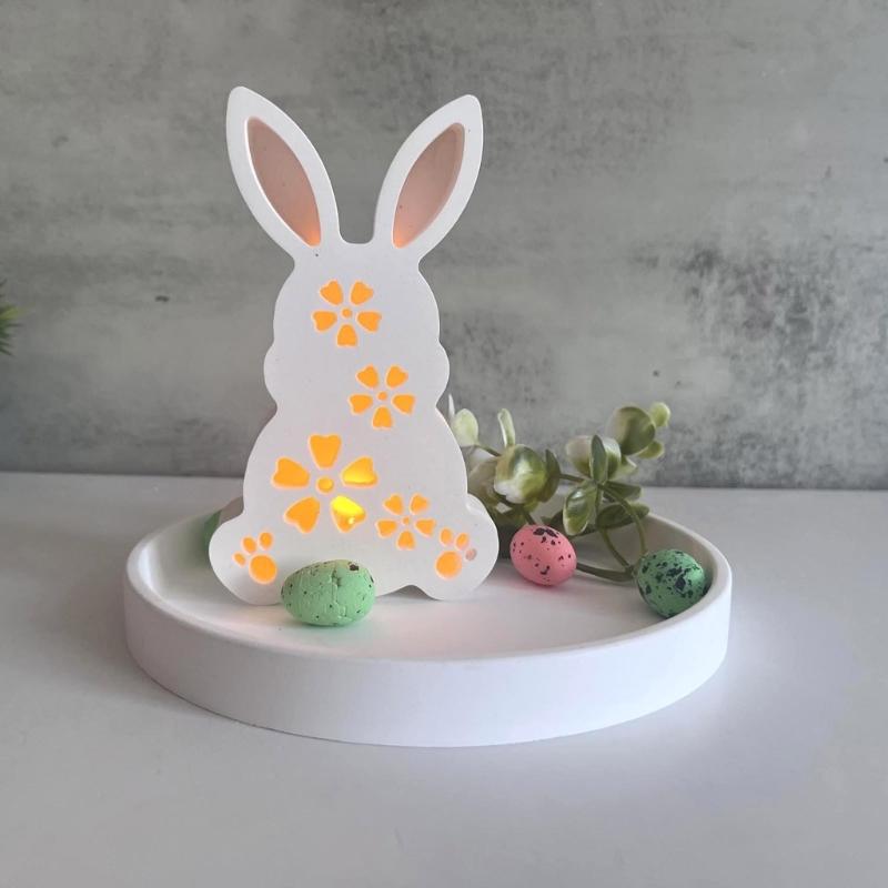 Flexible Silicone Festival Home Decoration Mold Easter Rabbit Shaped Candlestick Mould Gypsum Mould for Atmosphere Light