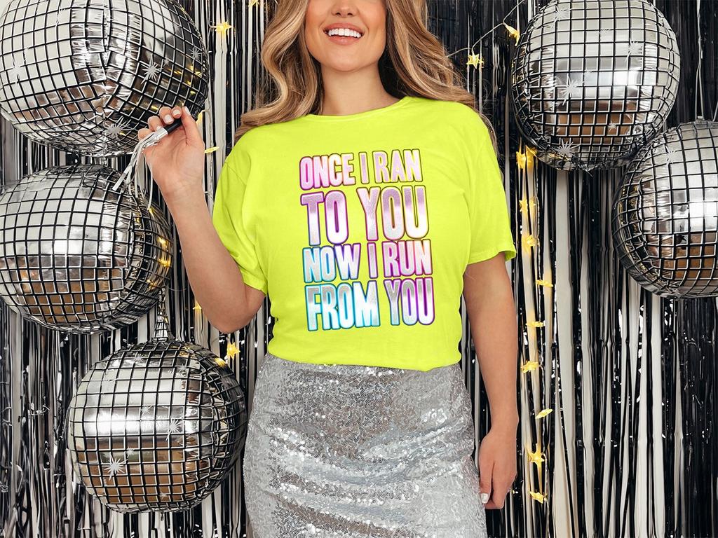 Once I Ran To You T-Shirt Mens Womens Tees Top Funky Print Fancy Dress Weekend 80s Festival Tee Gift