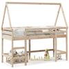 VidaXL Bunk Bed with Ladder and Roof 80x200 Cm Solid Pine Wood, Mid Sleeper, Loft Bed with Ladder, Bed 3282112