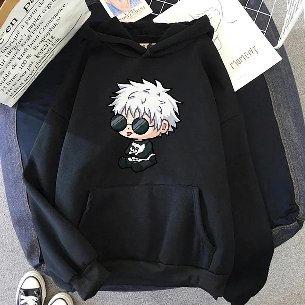 Anime Jujutsu Kaisen Satoru Gojo Cute Cartoon Graphic Printed Hoodie Women Sweatshirts Unisex Streetwear 2025 Autumn Winter Tops
