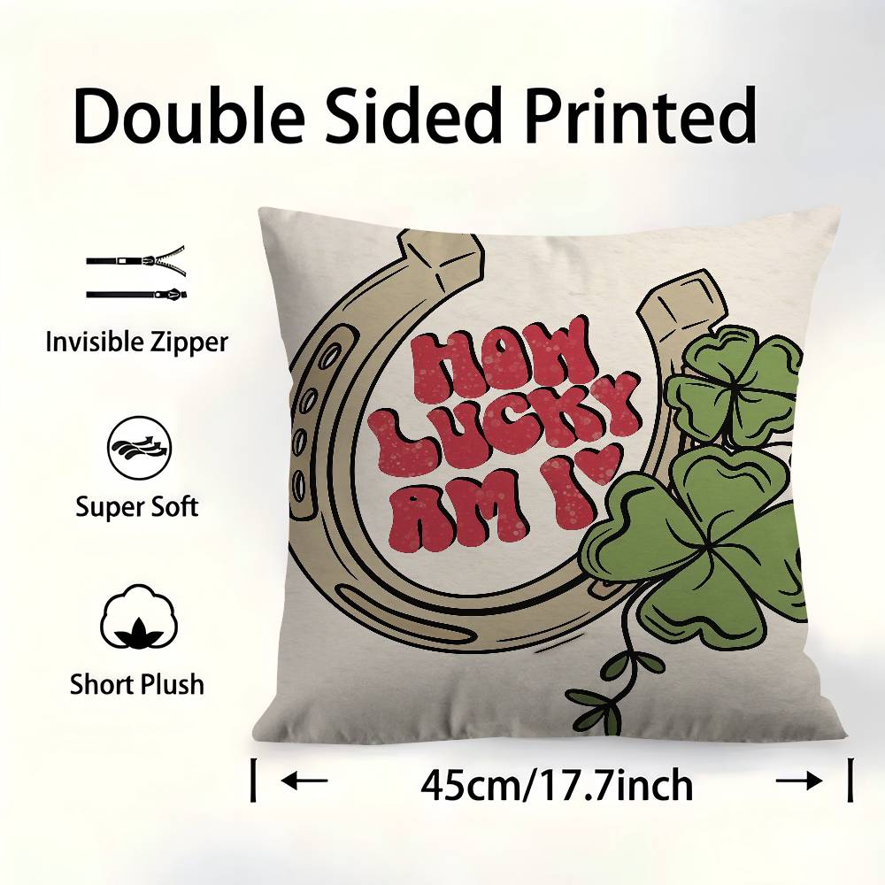 Lucky Clover Good Luck Ins Pillowcase Toon Gift Cushion Cover Bedroom Home Sofa Chair Seat Decor Pillow Case