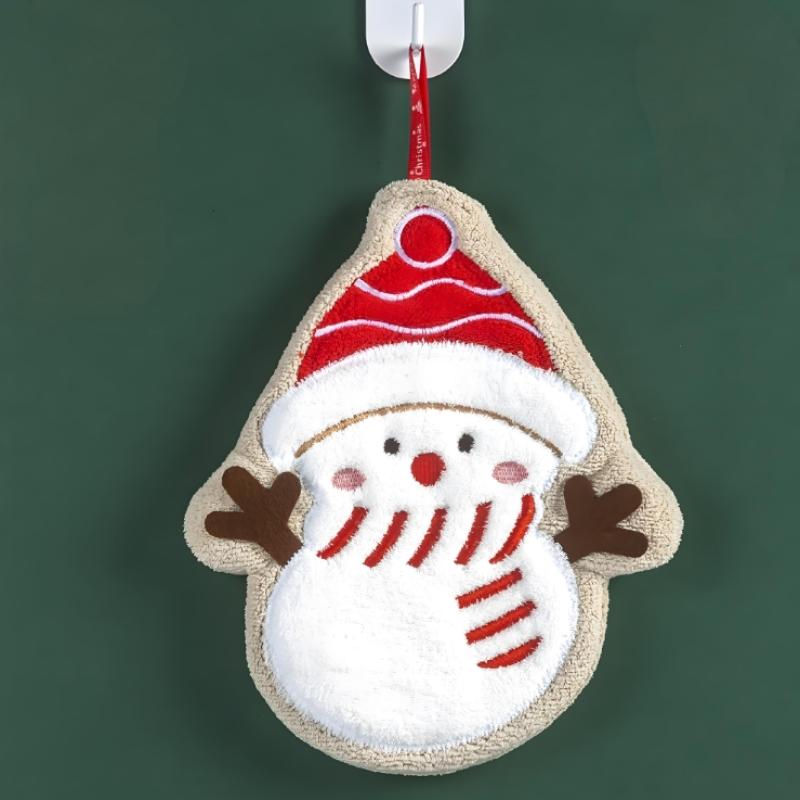 Christmas Hand Towel Kitchen Absorbent Cleaning Cloth Hanging Quick Drying Rag Bathroom Snowman Santa Claus Hand Cloth