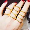 Gold Sand Meteor Shower Open Ring: Men's and Women's Smooth Surface Couple Ring, Niche High-End Jewelry Design.