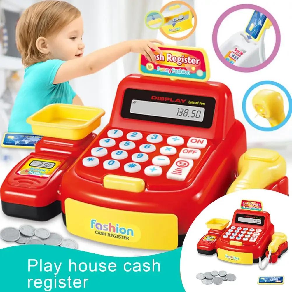 Children'S Mini Cash Register With Scanner Fruit Set Supermarket Play House Game Lights Sound Kids Toys Boy Girl Christmas Gifts