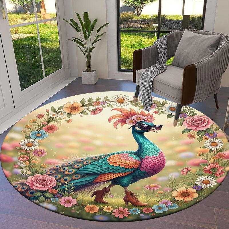 Colorfulbirds Round Area Rug,Carpet Rug for Living Room Bedroom Sofa Playroom Decor,Non Slip Floor Mat