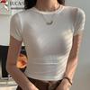 Woodpecker Women's Ribbed Round Neck Cropped T-shirt