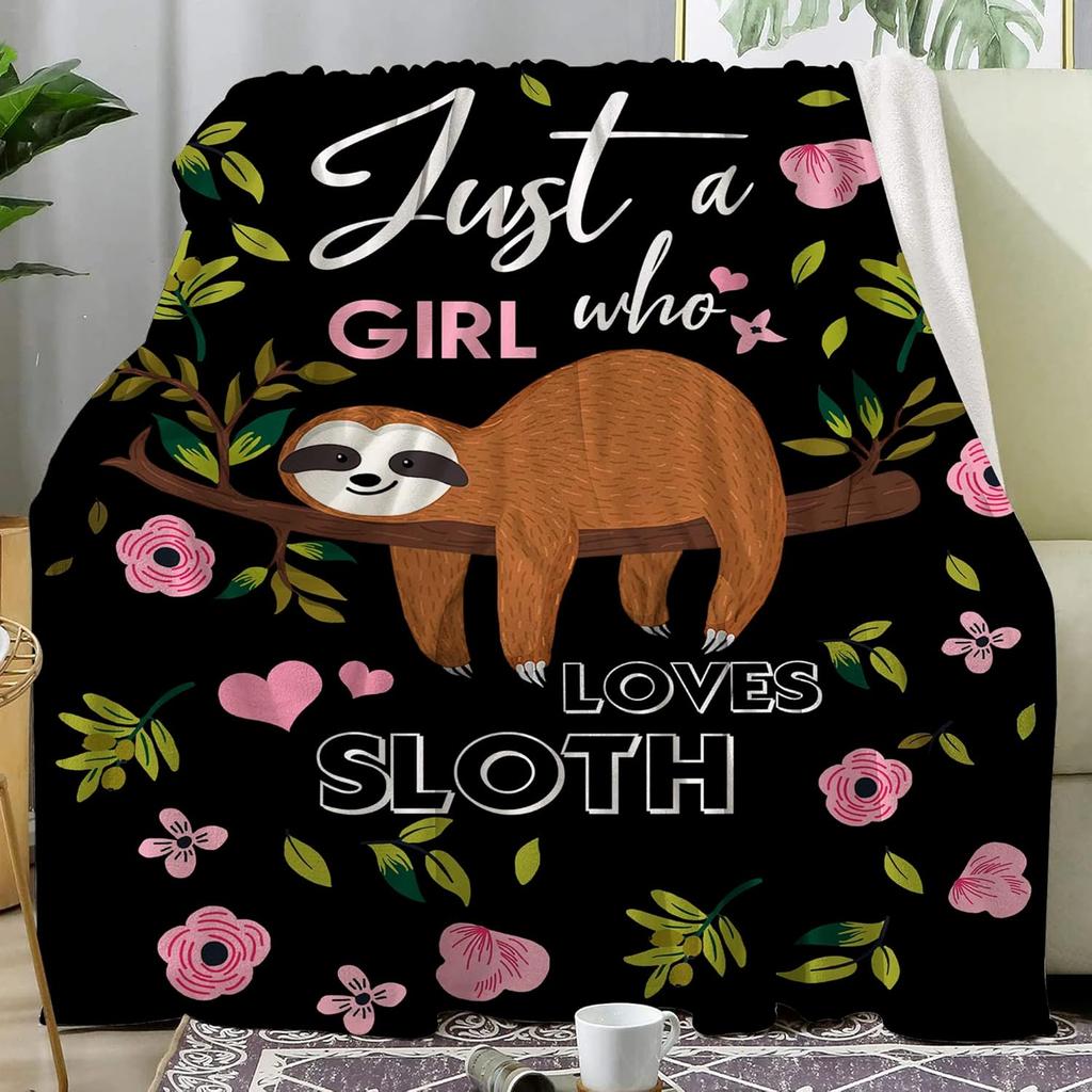 Sloth Flannel Throw Blanket Cute Animals Pattern Blanket for Kids Girls Boys Gifts Warm Lightweight Super Soft for Bed Couch