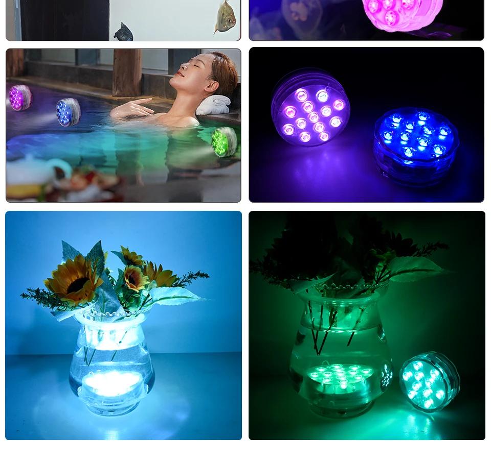 10Led RGB Dive Fish Light LED Underwater Lamp Remote Control Swimming Pool Light Portable Battery Operated For Vase Aquarium