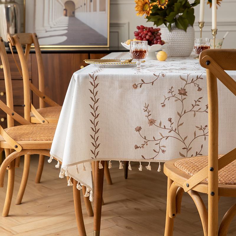 Modern Minimalist Waterproof Linen Tablecloth Rectangle Coffee Desk Table Cover White Fresh Style