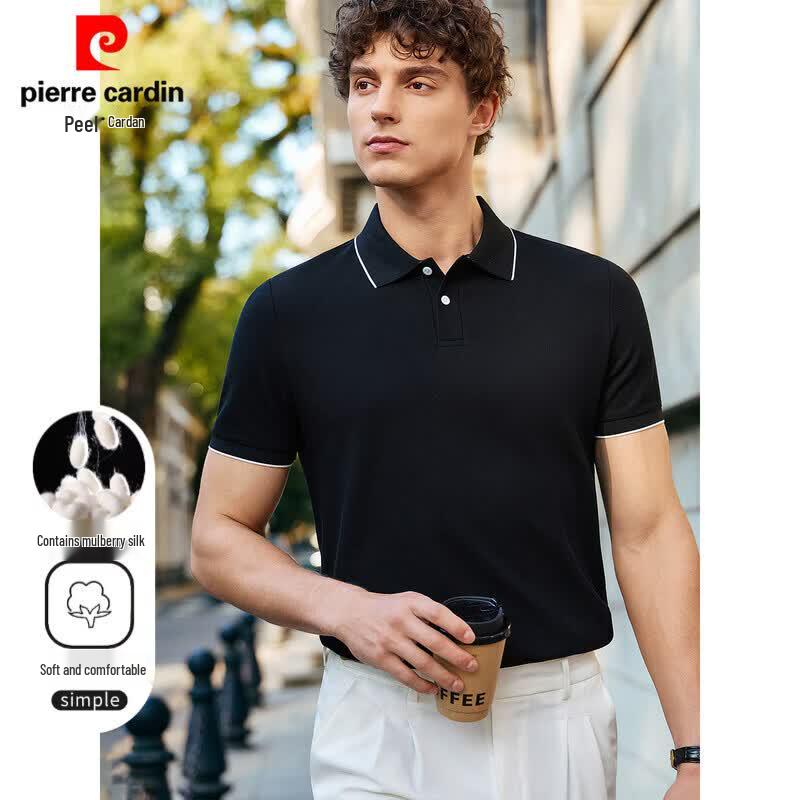 Pierre Cardin Men s Linen Silk Blend Cooling Breathable Polo Shirt XL