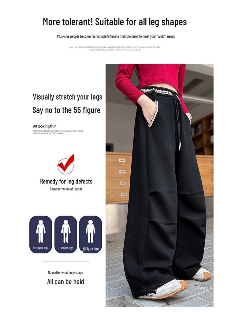 2025 Girls' Spring/Autumn Middle School Straight-Leg Cargo Sweatpants