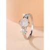 Vintage Pattern Opal Ring Round Opal Four-Prong Diamond-Set White Gold Women's Ring