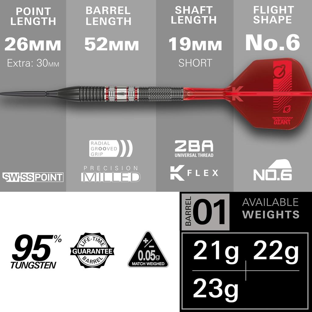 Target Darts 95  Tungsten Steel Tip Darts With K Flex Flight  21g 22g 23g  Model