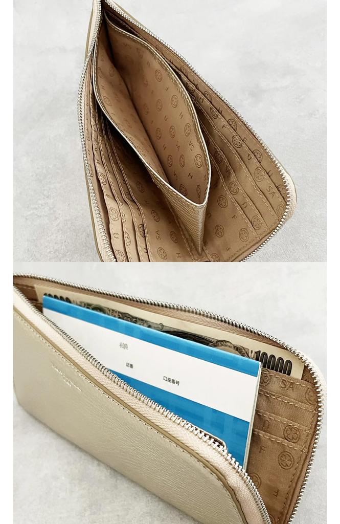 de Long Wallet Wallet Gold Wallet Long Wallet Money Luck Italian Cowhide Leather Genuine Leather Plain Stylish Thin Thin Wallet Slim Golden Champagne