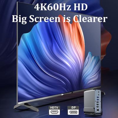 Vertical Docking Stations 15-in-1 USB Docking Station TYPE C Hubs with Triple Monitor HDMI 4K60Hz/RJ45 1000M/USB3.0/PD100W