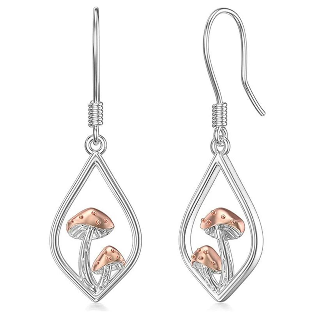 Charm Female Mushroom Moon Drop Earrings Cute Trendy Bridal Silver Color Dangle Wedding For Women