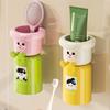 Cute Kids Creative Toothbrushes Holder,Household No Punching Organiser Rack with Cups for Toothpaste Comb,2 In 1 Gargle Cup