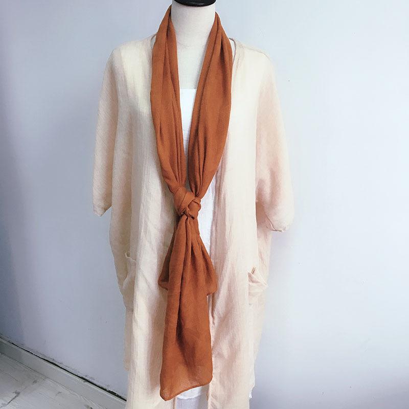 Thin Hollow Solid Color Soft Cotton Scarf Korean Version Thin Narrow Extended Small Silk Scarf Summer Neck Protection