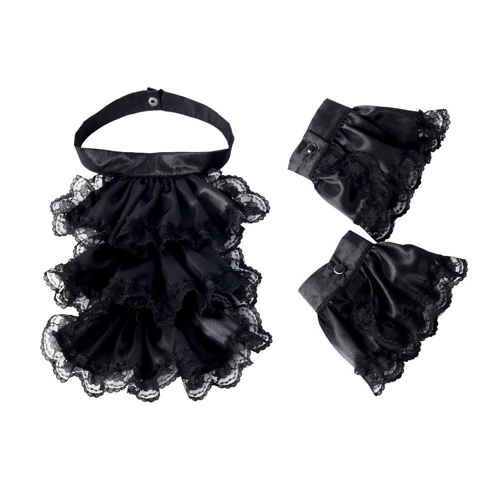 Ruffled Vintage Victorian Costume Detachable Fake Collar Accessory Set Cosplay Accessory