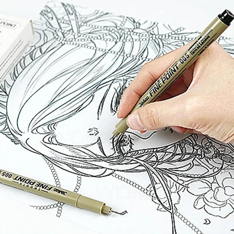 12 Nibs Pigment Liner Micron Ink Marker Pen for Manga Draw Sketching Needle Pen Hook Line Pen Sketch Stationery Set Art Supplies