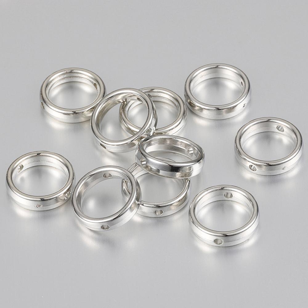 50pcs 15mm Two Hole CCB Round Circle Frame Spacer Beads DIY Necklace Bracelet Earrings Connectors Pendants Jewelry Accessories 50pcs