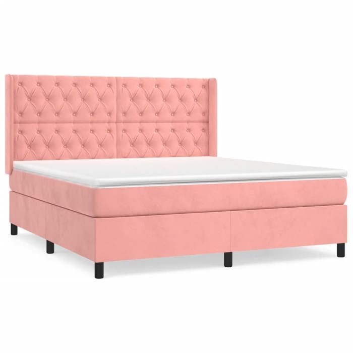3132872 vidaXL Lit à sommier tapissier avec matelas Rose 160x200 cm Velours