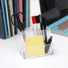 Clear Pen Holder Box Make Up Brush Bucket Cosmetic Organizer Student Desk Pen Container Storage Box 3 Grids Plastic