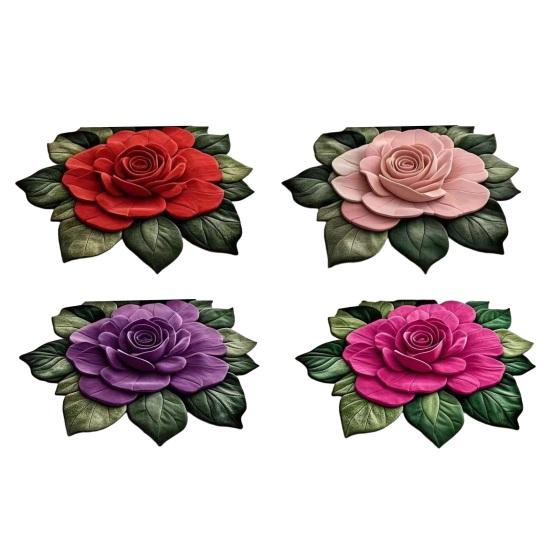 Yousheng Floral Plush Floor Mat 3D Optical Illusion Flower Rug Non-Slip Water-Absorbent Bath Mat for Living Room Bathroom Kitchen