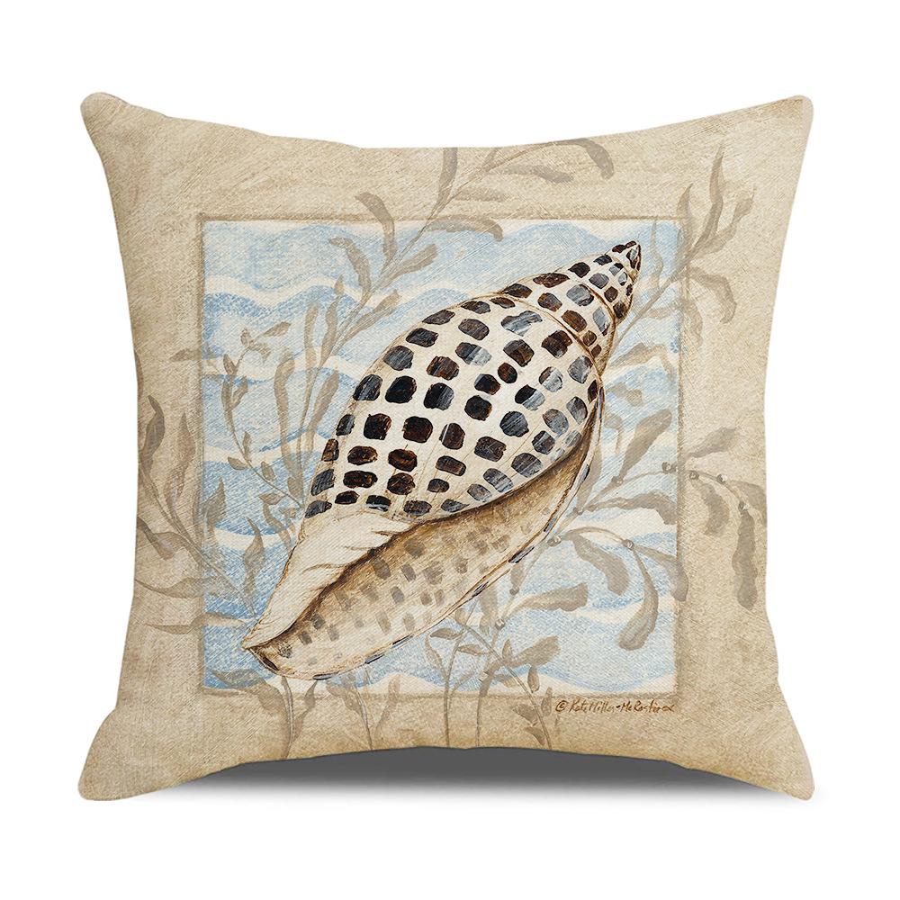 Retro Mediterranean Ocean Digital Print Linen Pillow Reading Cushion Home Furnishings