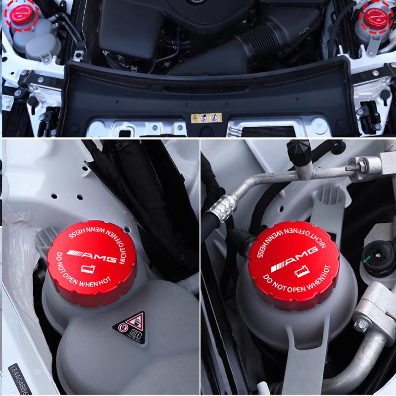 Car Water Tank Cap Aluminum Alloy Tank Decorative Sticker Cover For Mercedes Benz AMG W204 W205 W203 W211 W212 W213 W201 W210