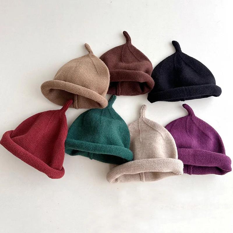 Kids Winter Hats for Newborn Boys Crochet Bonnet Toddler Girl Cap Children Baby Photography Props Boy Accessories Warm Stuffs